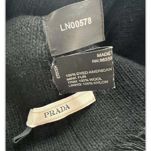 PRADA Mink Fur and Wool Knit Beanie Hat LN00578 size Medium - Picture 3 of 5